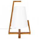 Lampe en bambou et abat-jour en plastique - H 32 cm - Blanc