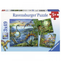 Puzzle 3x49 pcs Fascination Des Dinosaures