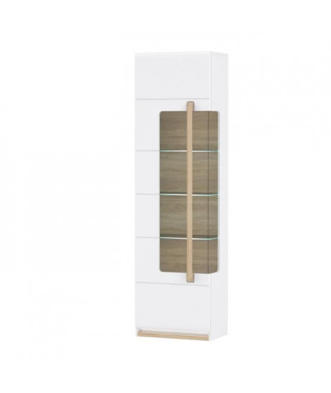 HELSINKI Vitrine 1 porte vitrée - Décor chene gris - 60,2 x 209,3 x 34,2 cm