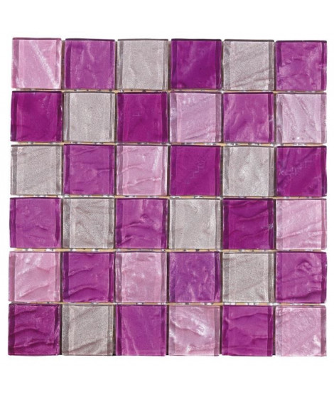 Mosaique en pate de verre  - 30 x 30 cm - Violet
