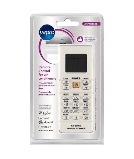 Wpro ARC201 - Télécommande universelle pour climatiseurs fixes. Adaptable sur plus de 4000 modeles. 9 fonctions