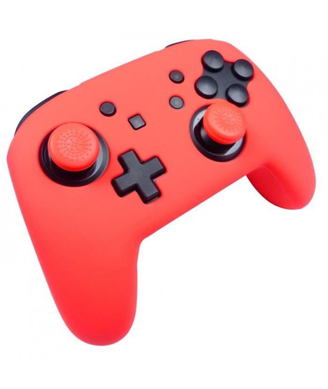 Protection en silicone rouge néon + caps Subsonic pour manette Nintendo Switch Pro Controller