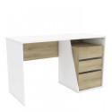 JEFFERSON Bureau 3 tiroirs - Décor Chene Kronberg blanc - L 127,1 x H 76,8 x P 55 cm