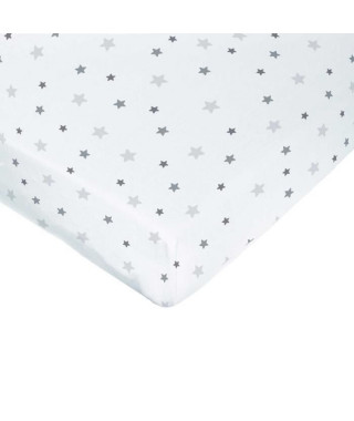 DOMIVA Drap housse imprimé - 70 x 140 cm - Blanc imp étoiles