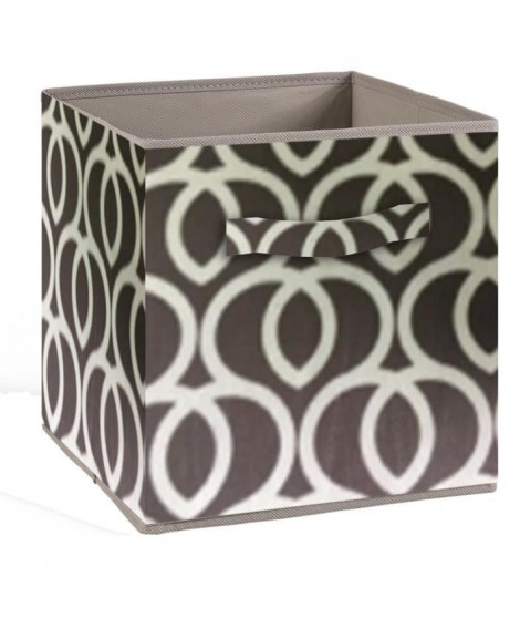 COMPO Tiroir de rangement - Tissu - 27 x 27 x 28 cm - Motif Circulaire - Marron et blanc