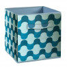 COMPO Tiroir de rangement - Tissu - 27 x 27 x 28 cm - Motif 60's - Bleu et bleu nuit