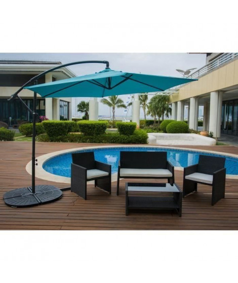 Parasol déporté diametre 3m - structure en aluminium avec toile polyester 180g- Bleu -  Tohota