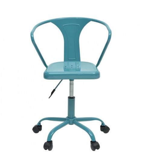 COMETE Chaise de bureau - Métal bleu brillant- Industriel - L 35,5 x P 37 cm