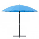 Parasol droit type Shanghai diametre 3m inclinable - Mât aluminium et toile polyester 180g - Bleu - AURINKO