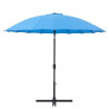 Parasol droit type Shanghai diametre 3m inclinable - Mât aluminium et toile polyester 180g - Bleu - AURINKO