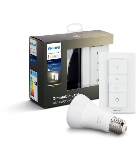 PHILIPS HUE Kit d'éclairage White Ampoule et télécommande - 9,5 W - E27 - Bluetooth