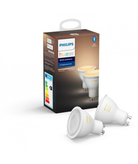 PHILIPS HUE Pack de 2 ampoules White Ambiance - 5,5 W - GU10 - Bluetooth