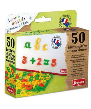 JEUJURA Coffret 50 Lettres magnétiques Cursives, Chiffres Et Signes pour tableau