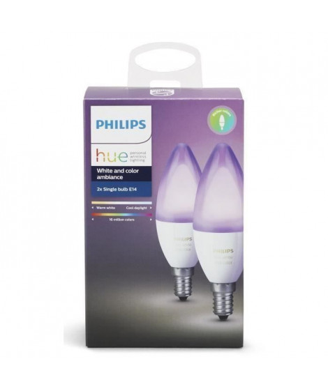 PHILIPS HUE Pack de 2 ampoules White&Color flamme E14