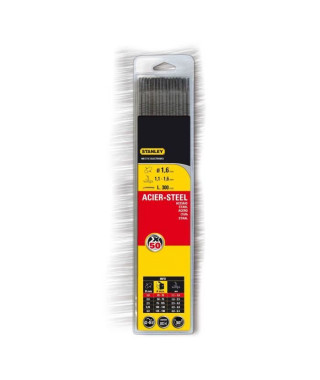 STANLEY 460816  Lot de 50 électrodes rutiles acier - Ø 1,6 mm - L 300 mm - Baguettes de soudure