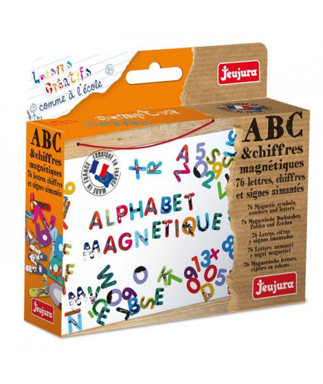 JEUJURA Lettres et chiffres magnétiques Les animaux - Coffret de 76 caracteres pour tableau