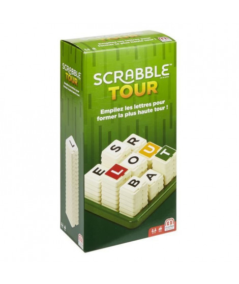 SCRABBLE - Scrabble Tour - Jeu de Société - Trouvez le mot le plus long a partir des 9 lettres visibles en haut des piles