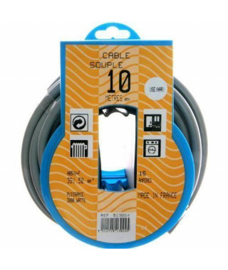 PROFIPLAST Couronne de câble 10 m HO5VVF 3G 1,5 mm2 Gris