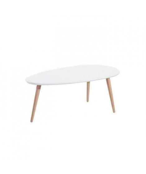 STONE Table basse ovale scandinave blanc laqué - L 88 x l 48 cm