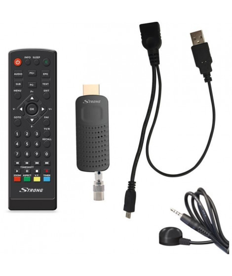 STRONG SRT82 Décodeur stick HDMI TNT Full HD -DVB-T2 - Compatible HEVC265 - Récepteur/Tuner TV avec fonction enregistreur (HD…