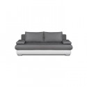 CLYDE Banquette convertible 3 places - Tissu gris et simili blanc - Style contemporain - L 187 x P 94 cm