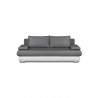 CLYDE Banquette convertible 3 places - Tissu gris et simili blanc - Style contemporain - L 187 x P 94 cm