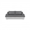 CLYDE Banquette convertible 3 places - Tissu gris et simili blanc - Style contemporain - L 187 x P 94 cm