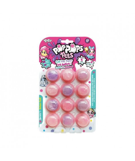 POPPOPS - Deluxe pack de 12 POPPOPS Pets - 12 bulles de slime rose a éclater & 4 figurines surprises a collectionner