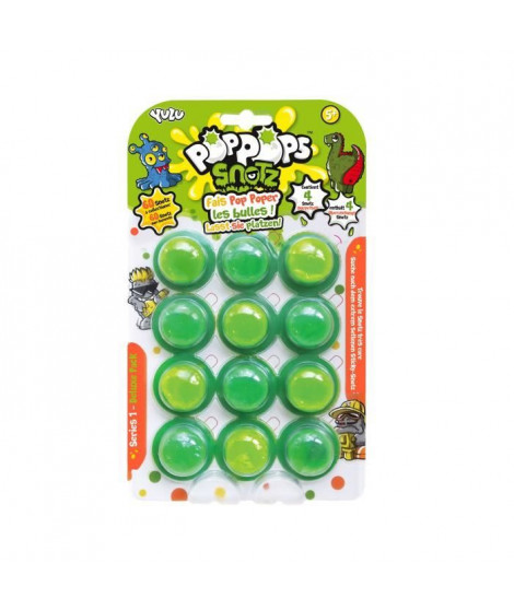 POPPOPS - Deluxe pack de 12 POPPOPS Snotz - 12 bulles de slime verte a éclater & 4 figurines surprises a collectionner