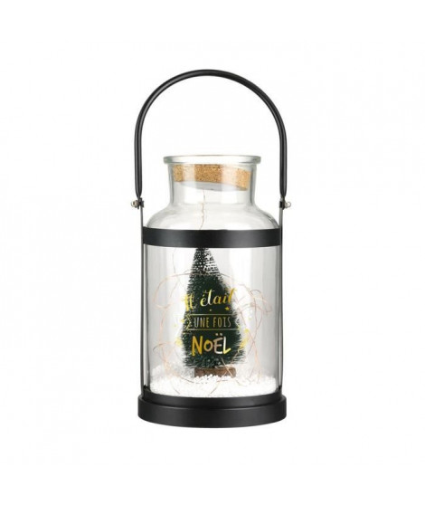 THE HOME DECO FACTORY Lampe Led de Noël Anse - En verre et métal - Noir, vert et doré