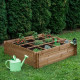 EKJU Carré potager 16 séparations en pin FSC teinté brun - 350 L - 120 x 120 x 35 cm