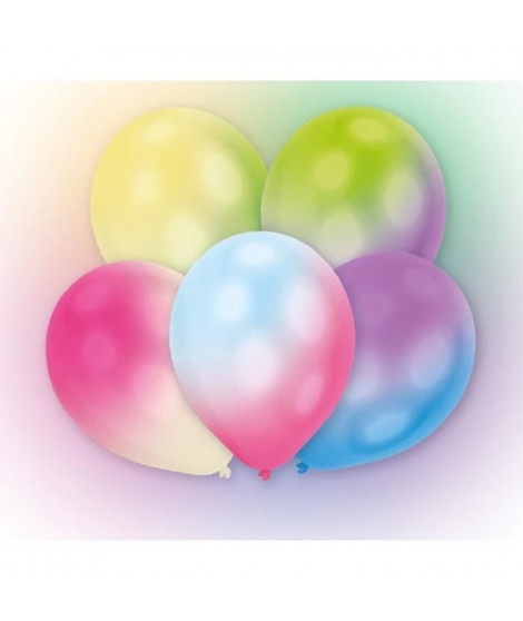 Lot de 5 Ballons avec LED - Latex - 27,5 cm - Couleurs changeantes
