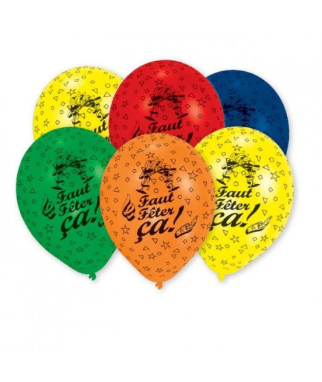 AMSCAN Lot de 6 Ballons en latex imprimé Faut Feter Ça - 25,4 cm/10''