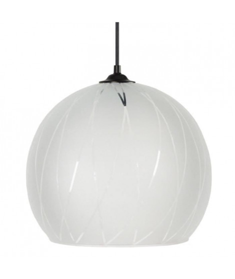 BIA Lustre - suspension verre Globe, diametre 30 cm, décor lignes hexagonales, amte