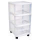 EDA PLASTIQUE Tour de rangement City avec roulettes - 3 Tiroirs - 32 x 37 x 61 cm - Blanc transparent