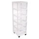 EDA PLASTIQUE Tour de rangement City avec roulettes - 5 Tiroirs - 32 x 37 x 97 cm - Blanc transparent