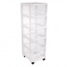 EDA PLASTIQUE Tour de rangement City avec roulettes - 5 Tiroirs - 32 x 37 x 97 cm - Blanc transparent