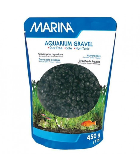 MARINA Gravier Deco noir - 450 g - Pour aquarium