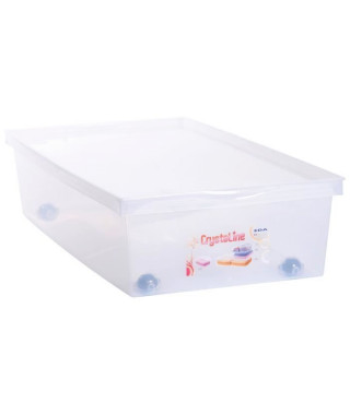 EDA PLASTIQUE Coffre de rangement dessous de lit 33 L avec roulettes - Naturel - 72,7 x 39,5 x 17 cm