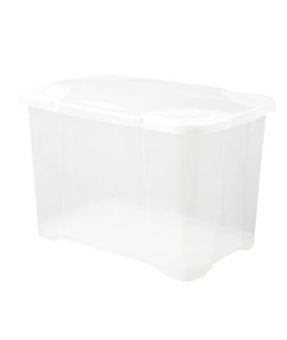 EDA PLASTIQUE Boîte de rangement Clip'Box 60 L - Naturel couvercle avec charniere - 60 x 40 x 40 cm