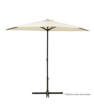 Demi Parasol de balcon 270 cm - Pied non inclus - Structure acier et toile polyester 180g/m2 - Beige