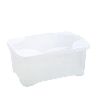 EDA PLASTIQUE Boîte de rangement Clip'Box 30 L - Naturel couvercle avec charniere - 54 x 36 x 24,5 cm