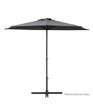 Demi Parasol de balcon 270 cm - Pied non inclus - Structure acier et toile polyester 180g/m2 - Gris