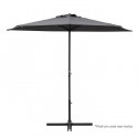 Demi Parasol de balcon 270 cm - Pied non inclus - Structure acier et toile polyester 180g/m2 - Gris