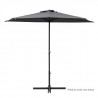 Demi Parasol de balcon 270 cm - Pied non inclus - Structure acier et toile polyester 180g/m2 - Gris