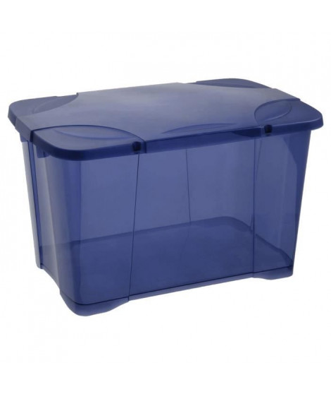 EDA PLASTIQUE Boîte de rangement Clip'Box 40 L - Bleu couvercle avec charniere - 54 x 36 x 33 cm