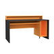 TEZAUR Bureau multi media + LED - Décor noir et orange - L 160 x P 72 x H 91 cm