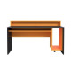 TEZAUR Bureau multi media + LED - Décor noir et orange - L 160 x P 72 x H 91 cm