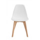 SACHA Lot de 2 chaises de salle a manger blanc - Pieds en bois hévéa massif - Scandinave - L 48 x P 55 cm