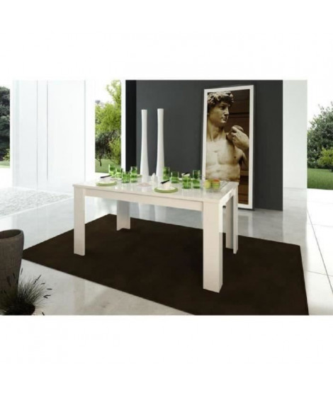 MILANO Table a manger extensible de 6 a 10 personnes style contemporain laqué blanc - L 160-210 x l 90 cm